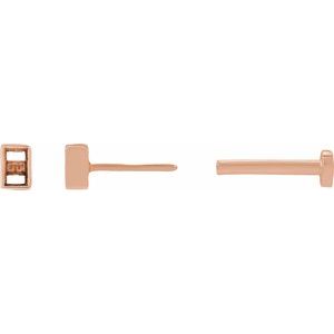 14K Rose Gold 2.5x1.5 mm Straight Baguette Bezel-Set Earring Mounting – image 3