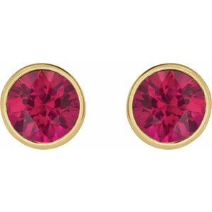 14K Yellow Gold 5 mm Lab-Grown Ruby Stud Earrings – image 2
