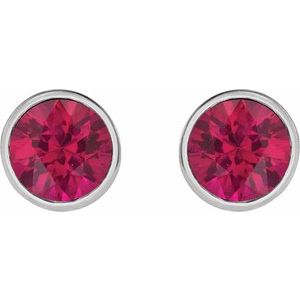 14K White Gold 6 mm Lab-Grown Ruby Stud Earrings – image 2
