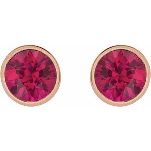 14K Rose Gold 6 mm Lab-Grown Ruby Stud Earrings – image 2