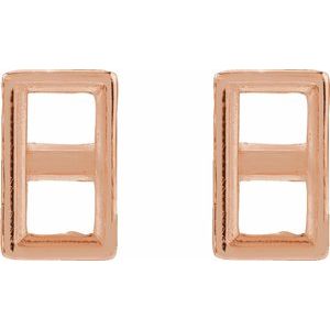 14K Rose Gold 4x2 mm Straight Baguette Press Fit Back Earring Mounting – image 2
