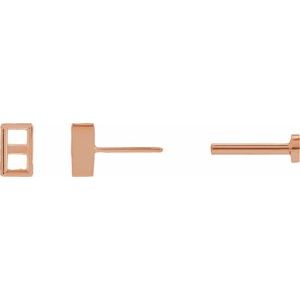 14K Rose Gold 4x2 mm Straight Baguette Press Fit Back Earring Mounting – image 3