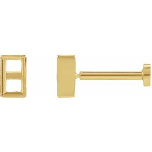 14K Yellow Gold 4x2 mm Straight Baguette Press Fit Back Earring Mounting