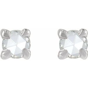 14K White Gold .04 CT Rose-Cut Natural Diamond Stud Earring