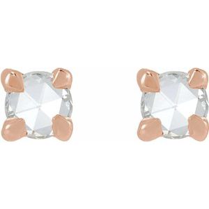 14K Rose Gold .04 CT Rose-Cut Natural Diamond Stud Earring – image 2