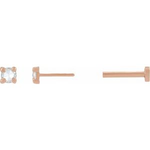 14K Rose Gold .04 CT Rose-Cut Natural Diamond Stud Earring