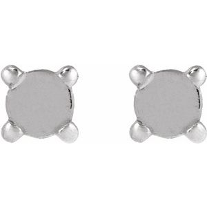 14K White Gold 2.5 mm Round Rose-Cut 4-Prong Claw Stud Earring Mounting – image 2