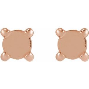14K Rose Gold 2.5 mm Round Rose-Cut 4-Prong Claw Stud Earring Mounting – image 2