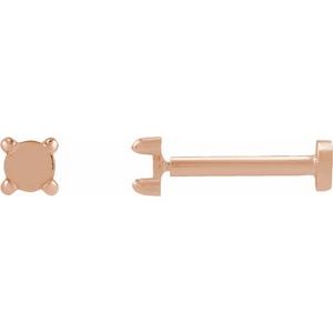 14K Rose Gold 2.5 mm Round Rose-Cut 4-Prong Claw Stud Earring Mounting