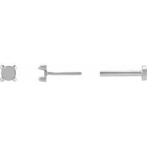 14K White Gold 2.5 mm Round Rose-Cut 4-Prong Claw Stud Earring Mounting – image 3