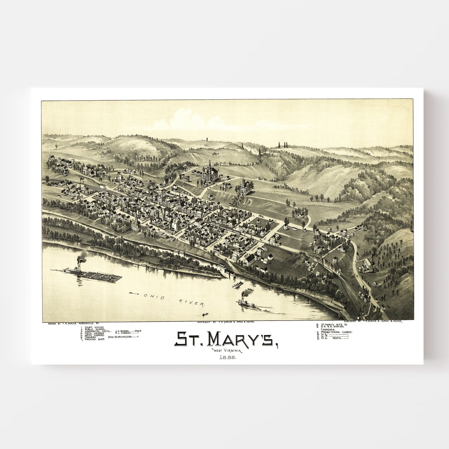Vintage Map of St. Mary's, West Virginia 1899