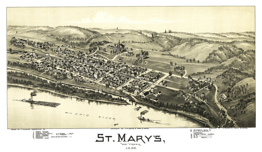 Vintage Map of St. Mary's, West Virginia 1899