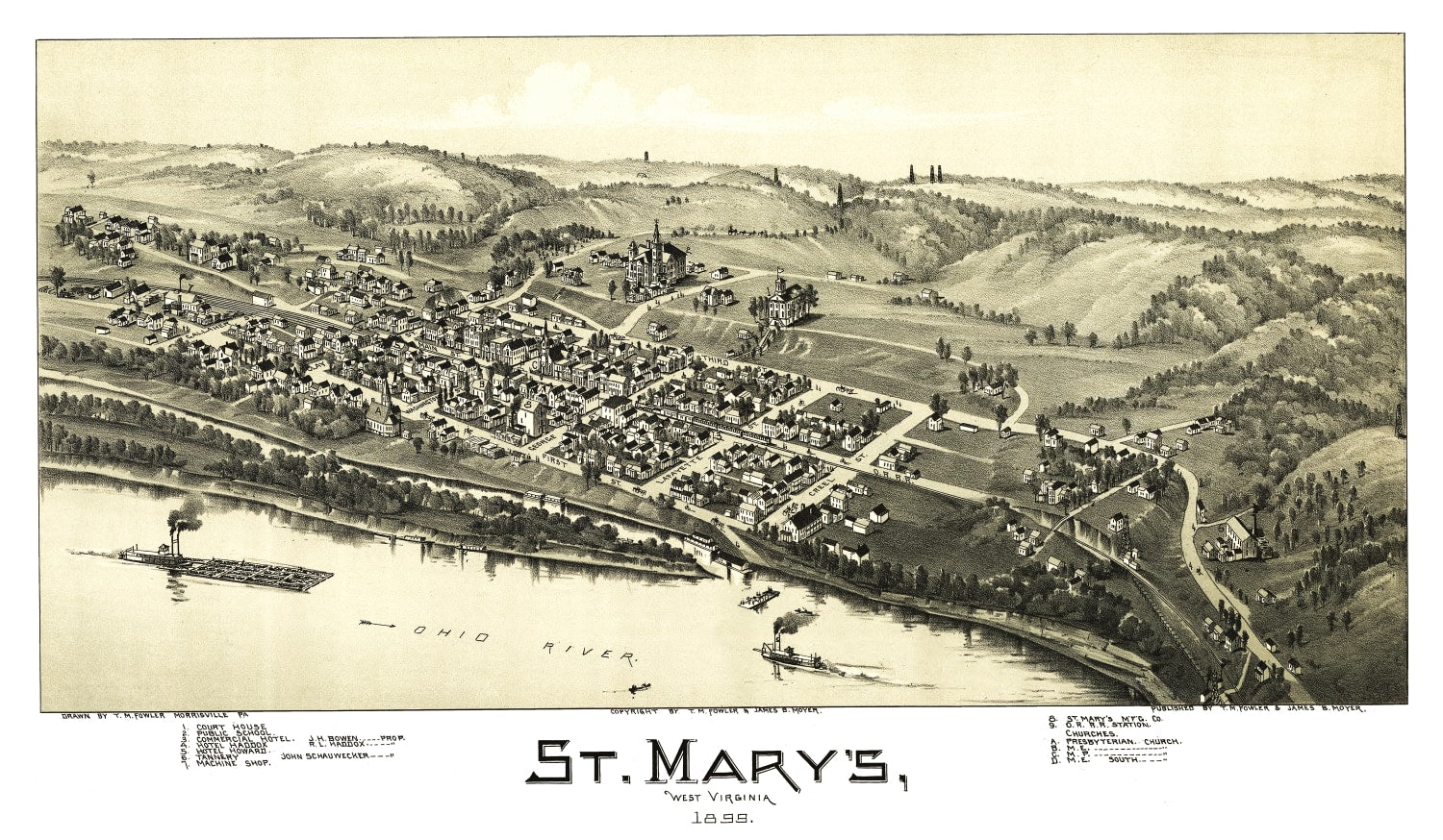 Vintage Map of St. Mary's, West Virginia 1899