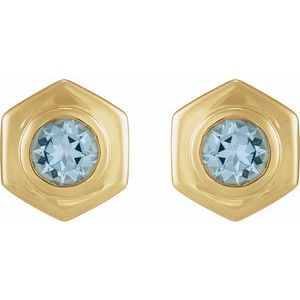 14K Yellow Gold Natural Sky Blue Topaz Stud Earrings – image 2
