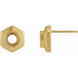 14K Yellow Gold 5 mm Round Bezel-Set Stud Earring Mounting
