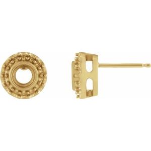 14K Yellow Gold 4 mm Round Halo-Style Stud Earring Mounting