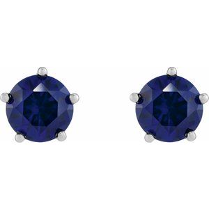 14K White Gold Natural Blue Sapphire Stud Earrings – image 2
