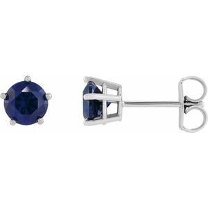 Sterling Silver Lab-Grown Blue Sapphire Stud Earrings