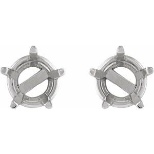 14K White Gold 4 mm Round Stud Earring Mounting – image 2