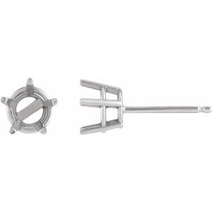 Platinum 4.5 mm Round Stud Earring Mounting