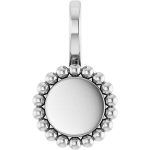 Sterling Silver Engravable Beaded Disc Charm/Pendant
