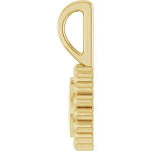 14K Yellow Gold Engravable Beaded Disc Charm/Pendant – image 3