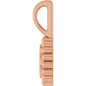 14K Rose Gold Engravable Beaded Disc Charm/Pendant – image 3