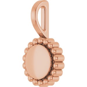 14K Rose Gold Engravable Beaded Disc Charm/Pendant – image 2