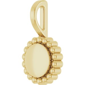 14K Yellow Gold Engravable Beaded Disc Charm/Pendant – image 2