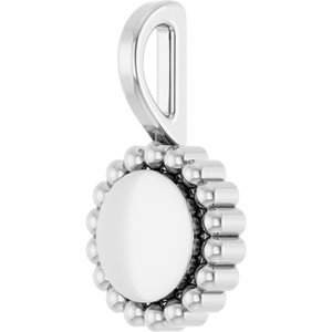 14K White Gold Engravable Beaded Disc Charm/Pendant – image 2