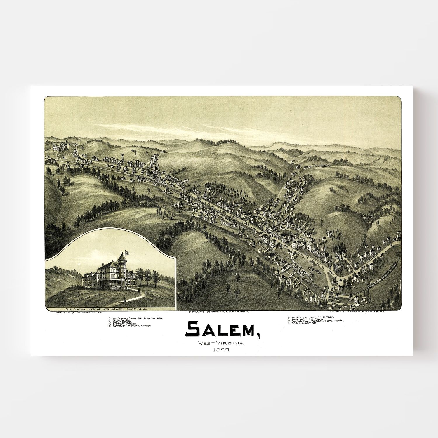 Vintage Map of Salem, West Virginia 1899