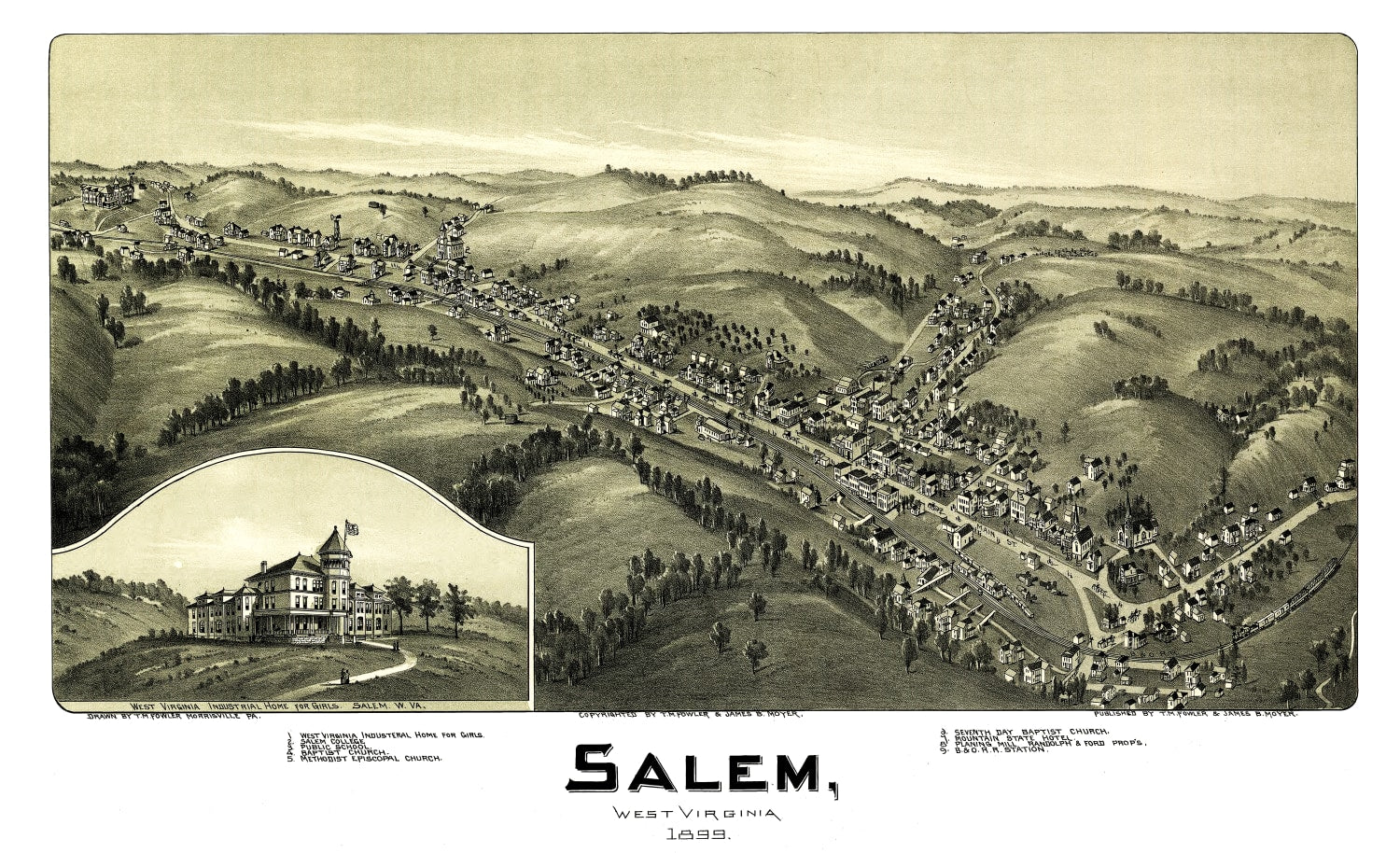 Vintage Map of Salem, West Virginia 1899