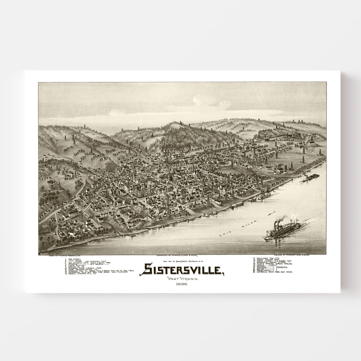 Vintage Map of Sistersville, West Virginia 1896