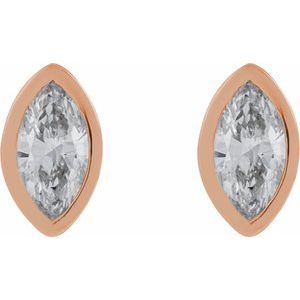 14K Rose Gold .07 CT Natural Diamond Press Fit Back Stud Earring – image 2