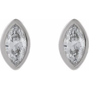14K White Gold .07 CT Natural Diamond Press Fit Back Stud Earring