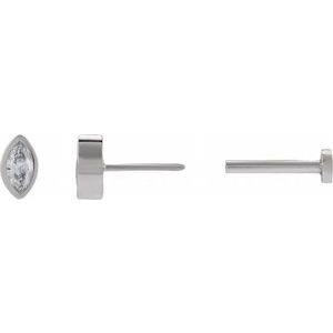 14K White Gold .07 CT Natural Diamond Press Fit Back Stud Earring