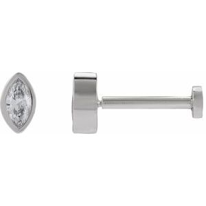 14K White Gold .07 CT Natural Diamond Press Fit Back Stud Earring