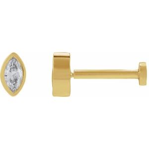 14K Yellow Gold .07 CT Natural Diamond Press Fit Back Stud Earring