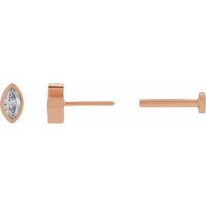 14K Rose Gold .07 CT Natural Diamond Press Fit Back Stud Earring