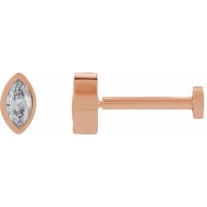 14K Rose Gold .07 CT Natural Diamond Press Fit Back Stud Earring