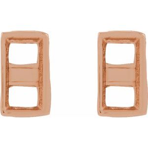 14K Rose Gold 3x1.5 mm Straight Baguette Bezel-Set Earring Mounting – image 2