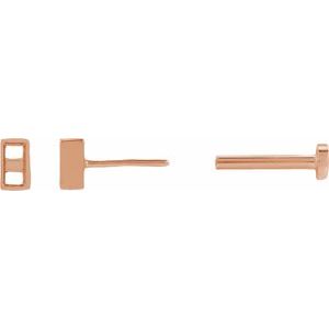 14K Rose Gold 3x1.5 mm Straight Baguette Bezel-Set Earring Mounting – image 3