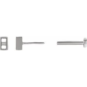 14K White Gold 3x1.5 mm Straight Baguette Bezel-Set Earring Mounting – image 3