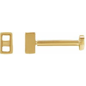 14K Yellow Gold 3x1.5 mm Straight Baguette Bezel-Set Earring Mounting