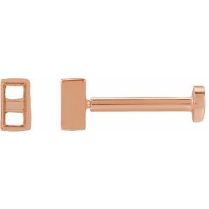 14K Rose Gold 3x1.5 mm Straight Baguette Bezel-Set Earring Mounting