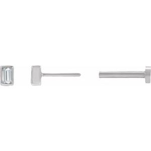 14K White Gold .03 CT Natural Diamond Stud Earring – image 3