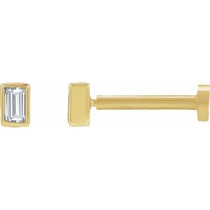 14K Yellow Gold .03 CT Natural Diamond Stud Earring