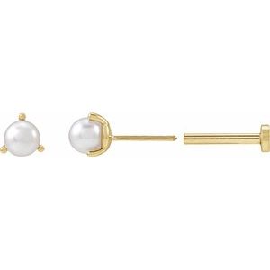 Seed Pearl 3-Prong Stud Earrings