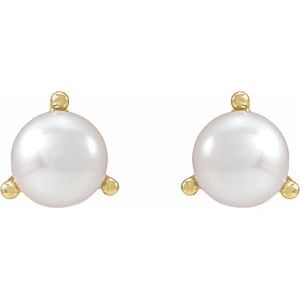 Seed Pearl 3-Prong Stud Earrings