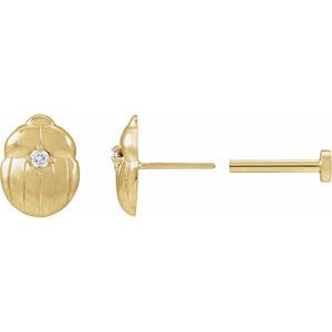 Scarab or Moth Stud Earrings